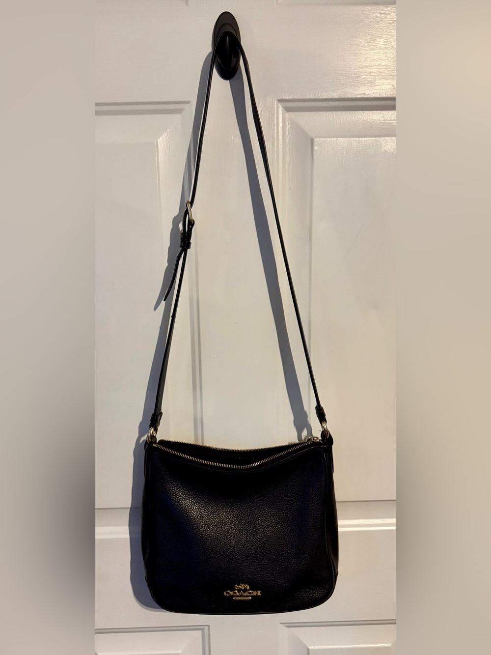 Coach Ellie File Bag Black Pebble Leather Crossbody